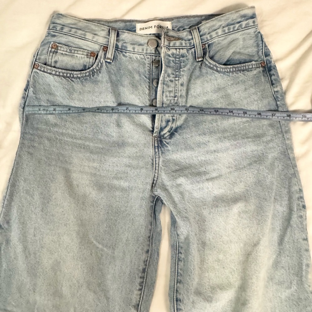 Denim Forum Light Blue High-Rise Wide Leg Jeans - Picture 8 of 12